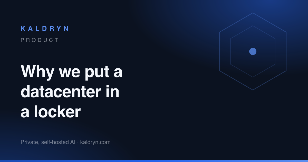 Illustration of a locker-sized black AI appliance standing in an office